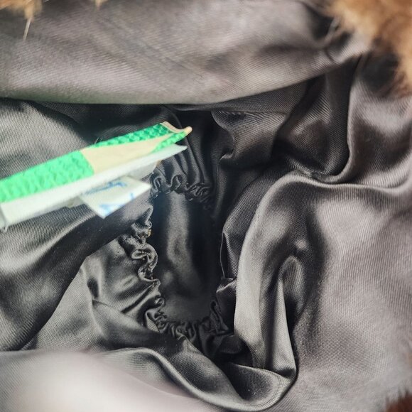 VTG Genuine Mink Fur Davy Crockett Style Hat with Tail Women OS - Picture 12 of 14